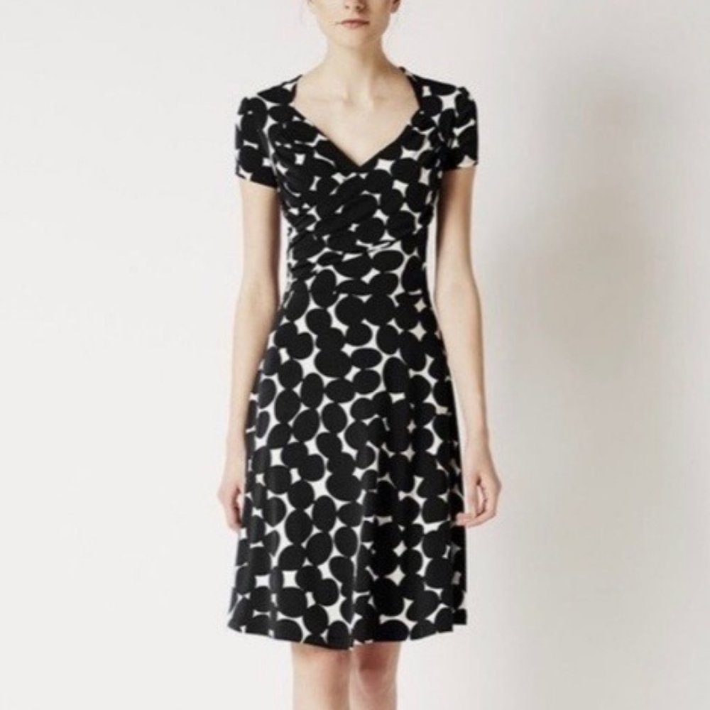 *final markdown* LEOTA Geometric Design Faux Wrap LBD Dress NWT